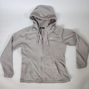 The North Face Size M Womens Beige Long Sleeve Fleece Full Zip Hoodie 7Y611